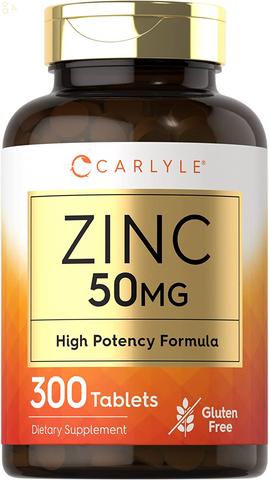 Zinc 50Mg | 300 Tablets | Vegetarian, Non-Gmo, and Gluten Free Supplement | Zinc Gluconate | High Potency Formula | by