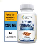 Organic Ceylon Cinnamon Supplement Pills, Blood Sugar Support -1200Mg 2 Pack