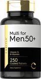 Multivitamin for Men 50 and over | 250 Count | with B Vitamins, Vitamin D, Magnesium & Zinc | Gluten Free Supplement | by