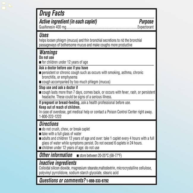 Valumeds Mucus Relief Guaifenesin 400Mg (200 Caplets) | Maximum Strength | Mucus Thinning for Colds, Chest Congestion, Flu, Coughing | Expectorant & Decongestant