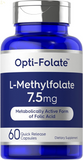 L Methylfolate 7.5 Mg | 60 Capsules | Optimized and Activated | Non-Gmo, Gluten Free | Methyl Folate, 5-MTHF