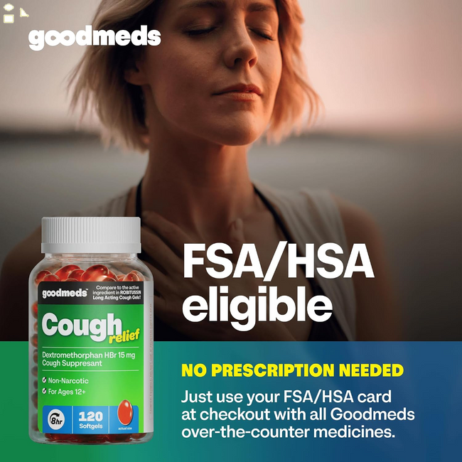 Cough Relief for Adults Softgels Dextromethorphan Hbr (DXM) 15Mg 8Hour, Non-Drowsy, Long-Lasting Bronchial Suppressant for Dry Cough and Chest Congestion (120 Count)