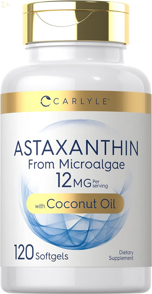 Astaxanthin 12Mg | 120 Softgels | Supplement from Microalgae | with Coconut Oil | Non-Gmo & Gluten Free