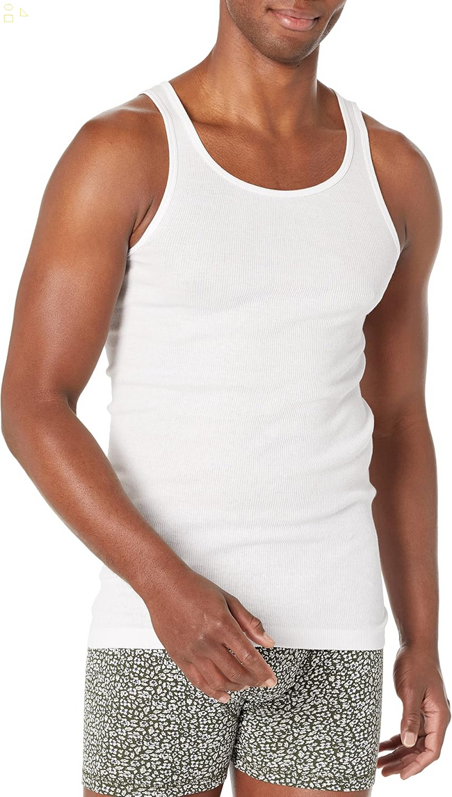 Essentials Men'S Lightweight Breathable Cotton Slim Fit Tank Undershirts, Pack of 6