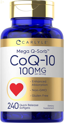 Coq10 100Mg | 240 Softgels | Mega Q-Sorb Coenzyme Q-10 | with Black Pepper Extract | Non-Gmo, Gluten Free