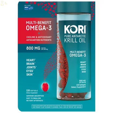 Kori Pure Antarctic Krill Oil Multi-Benefit Omega-3 800 Mg. (120 Ct.)