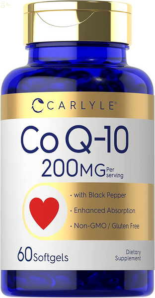 Coq10 200Mg Softgels | 60 Count | with Black Pepper | Enhanced Absorption | Non-Gmo, Gluten Free