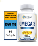 Omega 3 Fish Oil Capsules Small, Triple Strength Joint Support, DHA, EPA 2 Pack