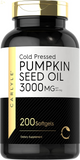 Pumpkin Seed Oil | 3000Mg | 200 Softgel Capsules | Non-Gmo and Gluten Free Formula | Cold Pressed Dietary Supplement