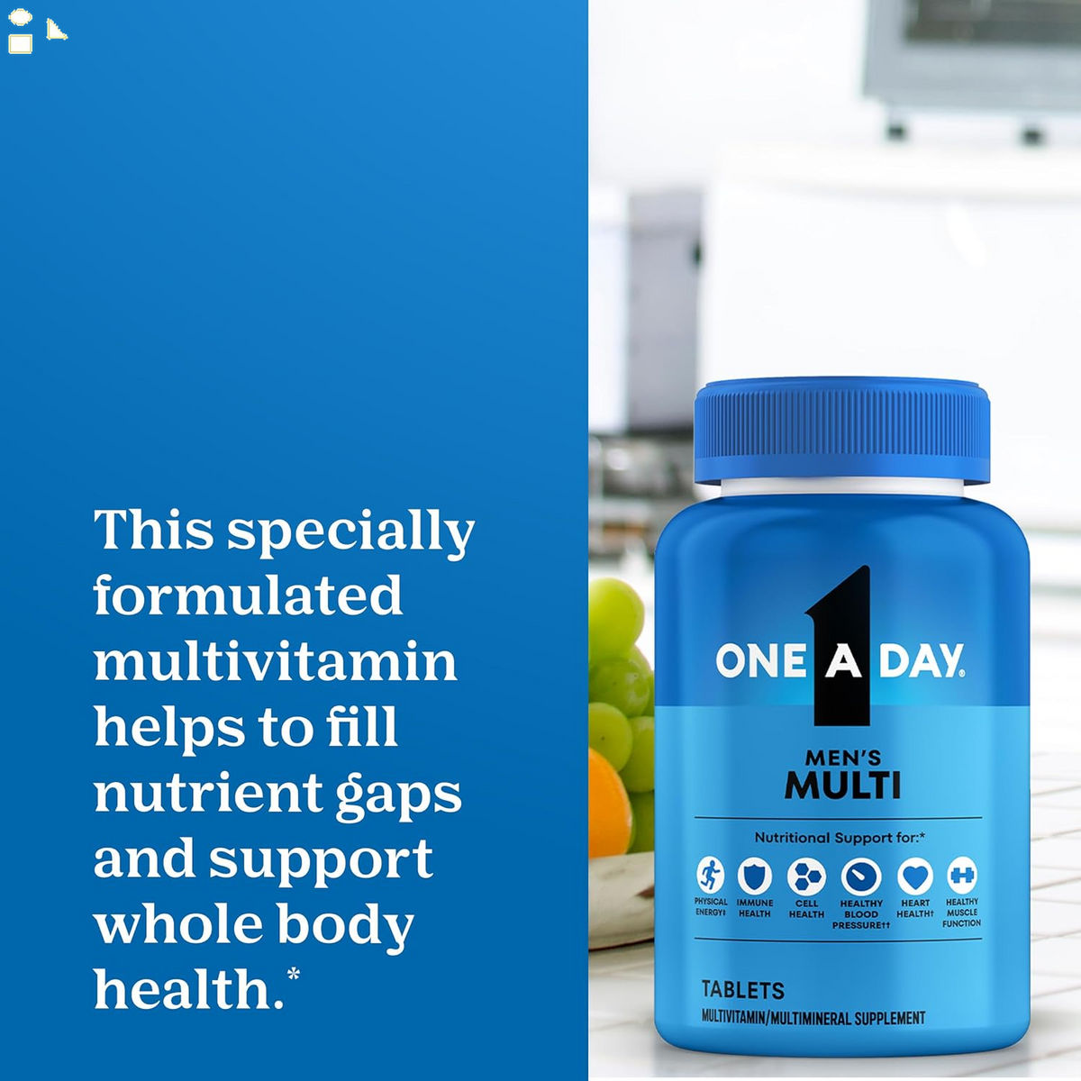 One a Day Multivitamin for Men - Daily Mens Multivitamins with Vitamin D, Zinc, Folic Acid, and B Vitamins, Physical Energy Support, 200 Count