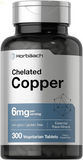 Chelated Copper Supplement 6Mg | 300 Tablets | Essential Trace Mineral | Vegetarian, Non-Gmo, Gluten Free | by