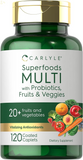 Fruits and Veggies Supplement | 120 Count | Superfood Multivitamin with Probiotics | Made with 20 Fruits and Vegetables | Non-Gmo & Gluten Free Supplement | by