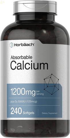 Calcium 1200 Mg with Vitamin D3 | 240 Softgels | 5000 IU Vitamin D3 | Absorbable Calcium Supplement | Non-Gmo, Gluten Free Calcium Supplement 