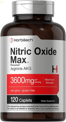 Nitric Oxide Max 3600Mg | 120 Caplets | with Arginine AAKG for Men and Women | Vegetarian, Non-Gmo, & Gluten Free Pre Workout Supplement | by