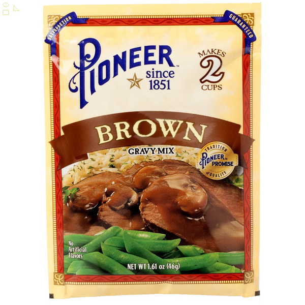 Pioneer Brown Gravy Mix, 1.61 Oz – Makes 2 Cups of Rich, Savory Gravy – Just Add Water for a Quick, Delicious Meal Addition