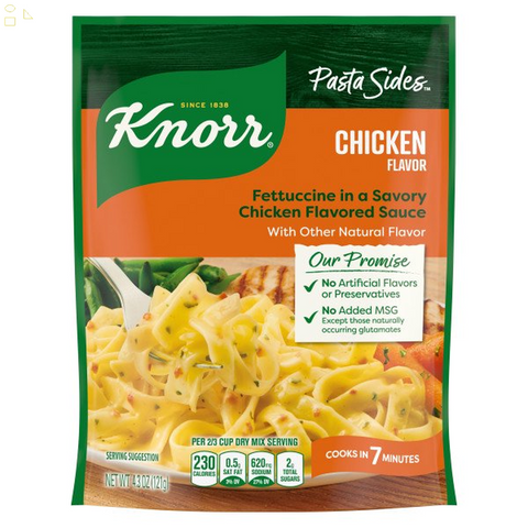 Knorr Pasta Sides Chicken Fettuccine, Cooks in 8 Minutes, No Artificial Flavors, No Preservatives, No Added MSG 4.3 Oz
