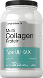 Multi Collagen Protein Powder 32 Oz | Type I, II, III, V, X | Hydrolyzed Collagen Peptides | Keto & Paleo Friendly | Unflavored & Gluten Free