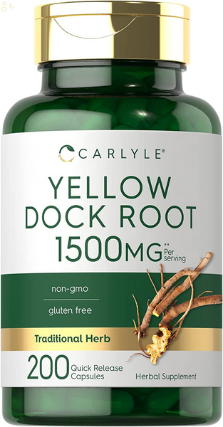 Yellow Dock Root Capsules 1500Mg | 200 Count | Non-Gmo, Gluten Free | High Potency Formula | Traditional Herb