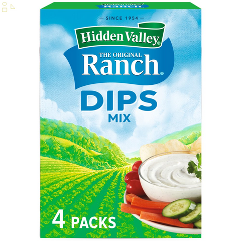 4 Packets Hidden Valley Original Ranch Dips Mix, Gluten Free, Keto-Friendly