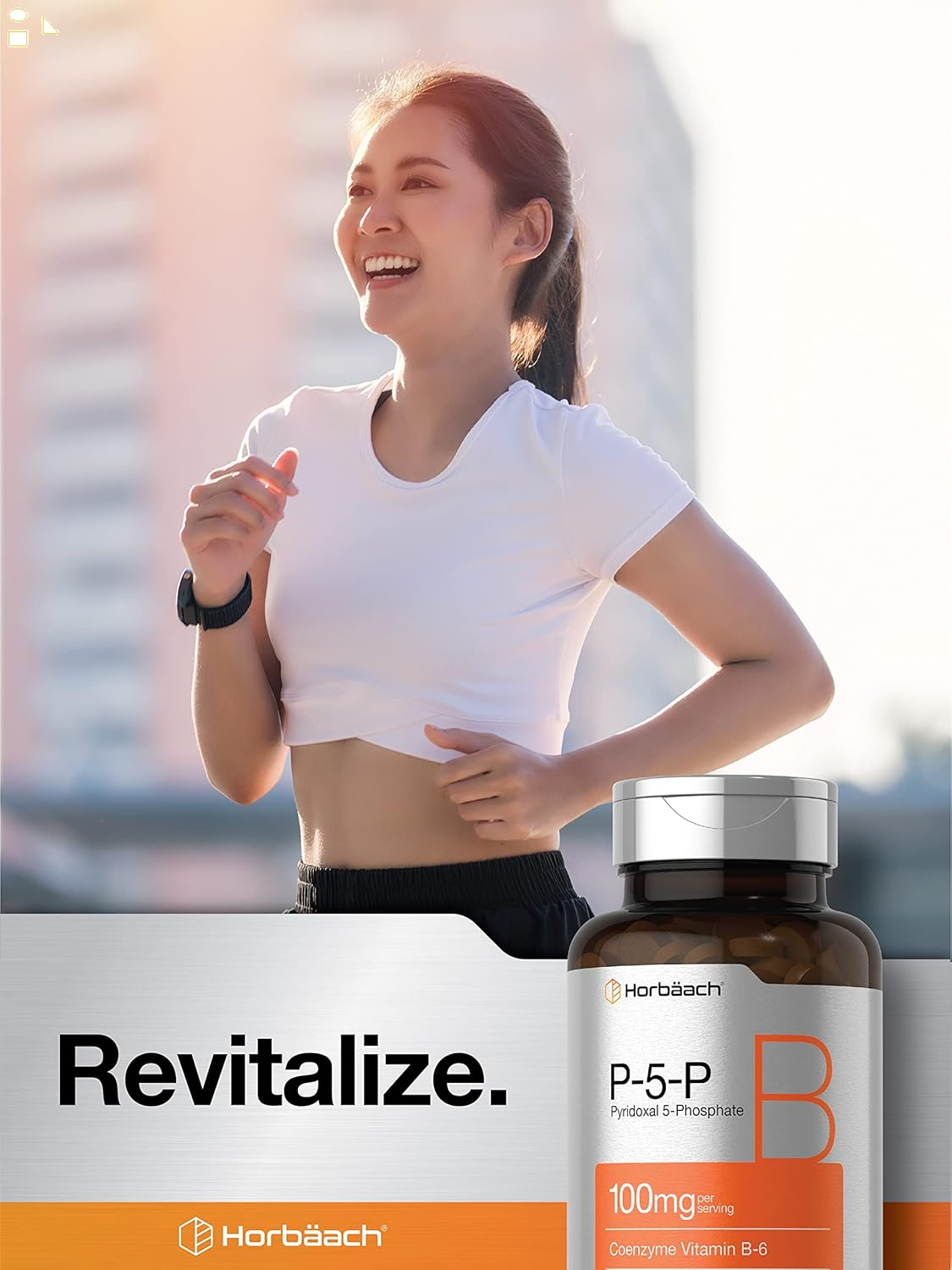 Horbäach P5P Activated Vitamin B6 100Mg | 120 Vegetarian Tablets | Non-Gmo, Gluten Free Supplement | Pyridoxal 5 Phosphate | Coenzyme B6