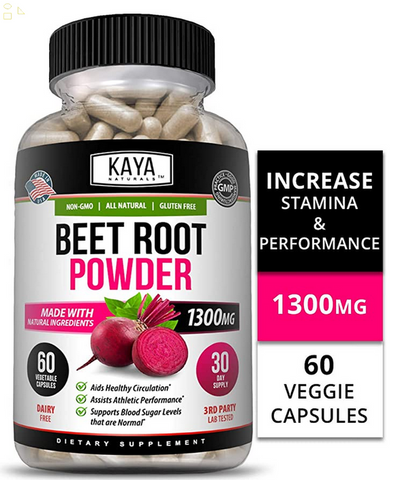 Organic Beet Root Powder Capsule 1300Mg per Serving Aids in Healthy Circulation