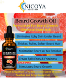 Beard Growth Oil - Fast Growing Facial Hair Oil for Men, Peach Grapefruit