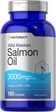 Wild Alaskan Salmon Fish Oil | 180 Softgel Capsules | Gluten Free, Non-Gmo | High Potency | Excellent Source of Omega-3 Fatty Acids EPA and DHA | by