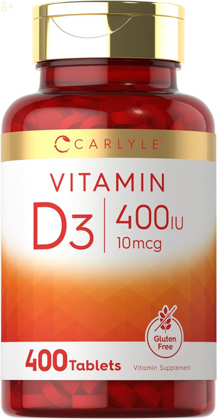 Vitamin D3 | 400Iu (10Mcg) | 400 Tablets | Value Size | Vegetarian, Non-Gmo, and Gluten Free Formula | Vitamin D Supplement