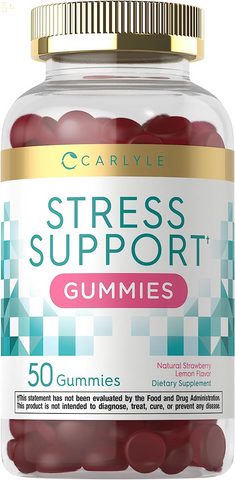 Stress Support Gummies | 50 Count | with GABA and L-Theanine | Natural Strawberry Lemon Flavor | Non-Gmo, Gluten Free Supplement