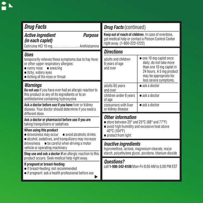 24-Hour Allergy Medicine 500-Count Non-Drowsy Antihistamine for Pollen, Hay Fever, Dry, Itchy Eyes, Allergies | Cetirizine Hcl 10Mg Tablets, Compare to Leading