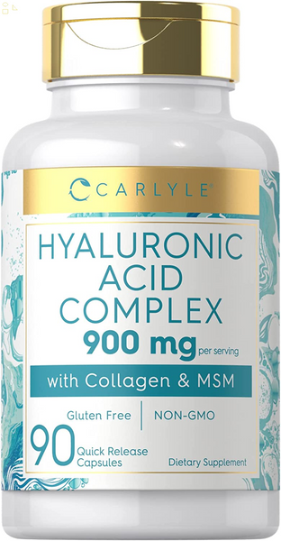 Hyaluronic Acid with Collagen 900Mg | 90 Capsules | with MSM | Hydrolyzed Collagen Complex | Non-Gmo, Gluten Free Supplement