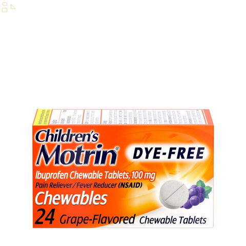 Children'S Motrin Dye-Free Ibuprofen Chewable Tablets, Grape, 24 Ct