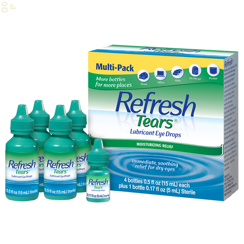 Refresh Tears Lubricant Eye Drops Multi-Pack, 65 Ml. Safe for Contacts