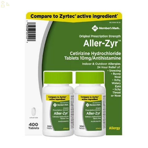 M-M Aller-Zyr, 400 Ct Cetirizine Hcl, 10 Mg., Antihistamine (400 Ct.)