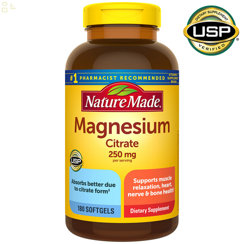 Nature Made Magnesium Citrate 250 Mg., 180 Softgels each