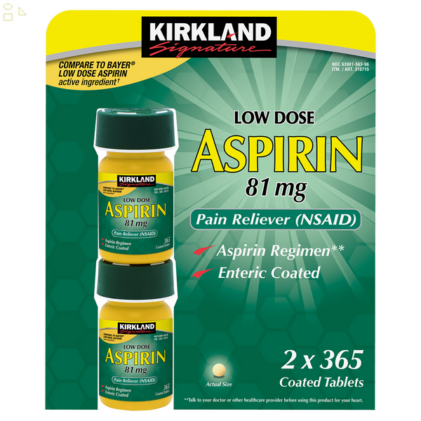 K.S Signature Low Dose Aspirin 730 Tablets | Compare to Bayer Low Dose Aspirin Active Ingredients 