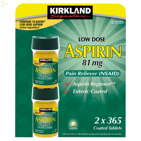 K.S Signature Low Dose Aspirin 730 Tablets | Compare to Bayer Low Dose Aspirin Active Ingredients 