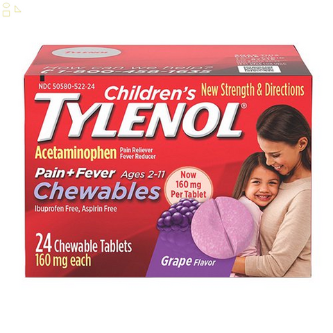 Children's Tylenol Chewables with 160 mg Acetaminophen, Grape, 24 ct