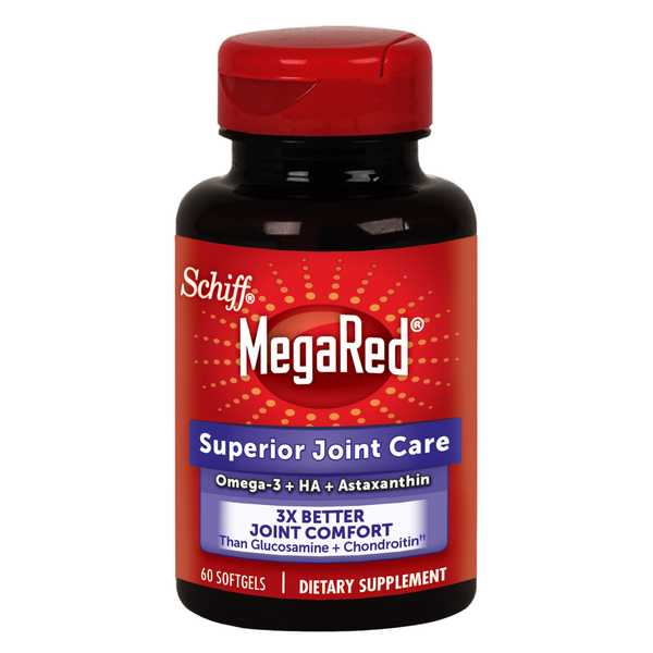 Schiff Megared Superior Joint Care, 60 Softgels Omega-3 Krill Oil, Hyaluronic Acid and Astaxanthin