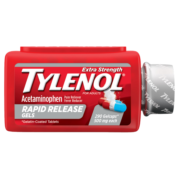 Tylenol Extra Strength Acetaminophen 500 Mg, 290 Rapid Release Gelcaps