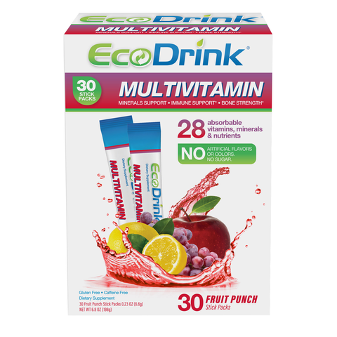 Ecodrink Complete Multivitamin Drink Mix, 30 Packets Fruit Punch