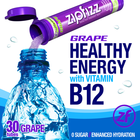 Zipfizz Healthy Energy Drink Mix, 30 Tubes Grape