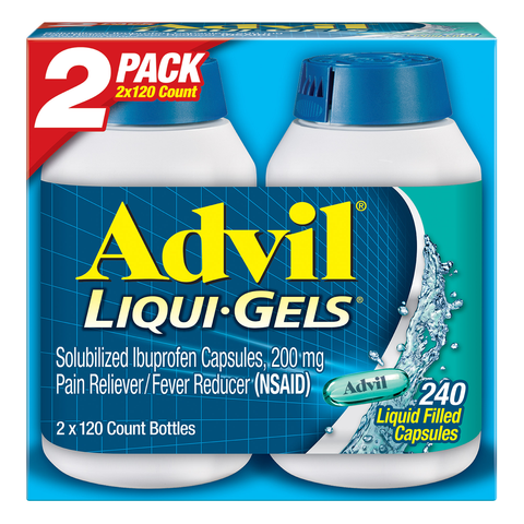 Advil Liqui-Gels Ibuprofen 200 Mg. Pain Reliever/Fever Reducer, 240 Capsules