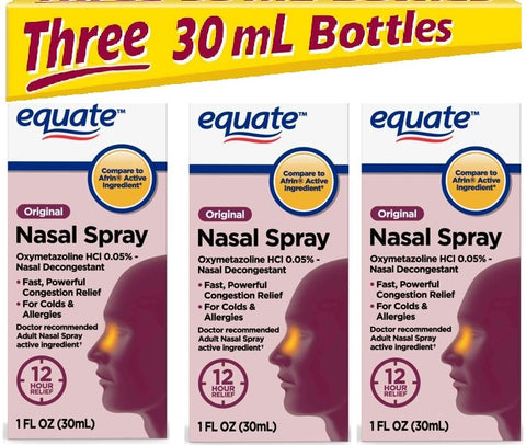 EquateTM Original 12 Hour Nasal Congestion Relief Spray, 90 Ml Compare to Afrin Original active ingredient Maximum Strength