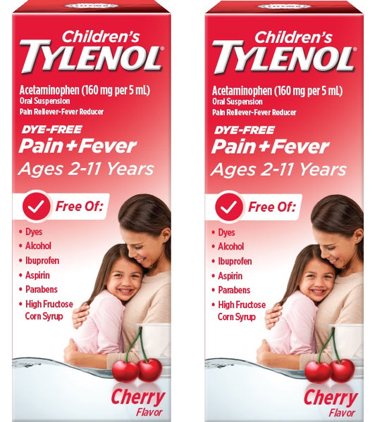 Children'S Tylenol for Ages 2-11 Dye-Free Cherry Flavor Suspension, 4 Ounces