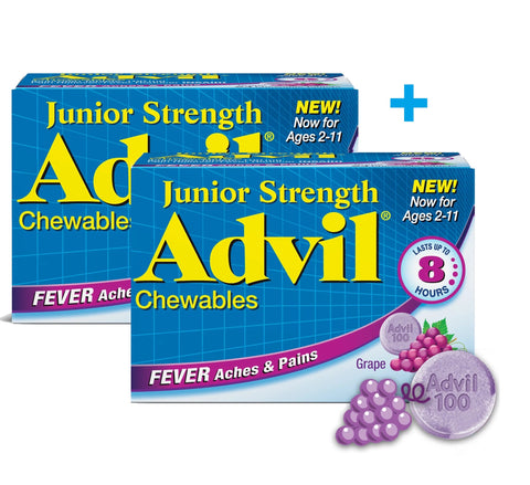 Advil Children's Ibuprofen Ages 2-11 Pain + Fever Relief Medicine, 2 x 24 Chewable Tablets | Equivalent to 2x4 Fl Oz Children's Motrin Active Ingredients