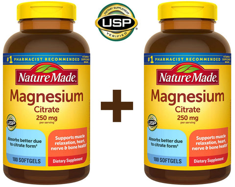 Pack of 2 Nature Made Magnesium Citrate 250 Mg., 180 Softgel Each | Offer ToGo