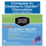 Berkley Loratadine Allergy Medicine for Kids, Grape Chewable Antihistamine Tablets, 40 Ct | Allergy Relief Compare to Children's Claritin Chewable Tablet Active Ingredients 