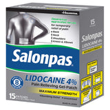 Salonpas 4% Pain Relieving Gel-Patch, 15 Patches Maximum Strength | Relief of Pain For Your Back, Neck, Shoulders, Knees and Elbows