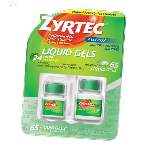 Zyrtec 24 Hour Allergy Relief Antihistamine Cetirizine Hcl 10 Mg, 65 Liquid Gels For Allergy